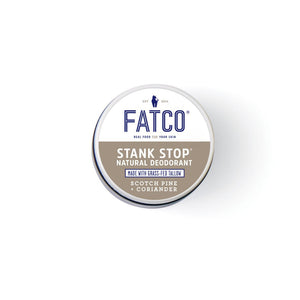 STANK STOP DEODORANT, SCOTCH PINE+CORIANDER, 1 OZ-FATCO1-FATCO Skincare Products grass fed tallow paleo skincare natural deodorant aluminum free