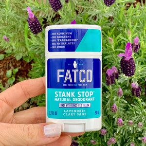 STANK STOP DEODORANT STICK, LAVENDER+SAGE, 1.7 OZ-FATCO1-FATCO Skincare Products grass fed tallow paleo skincare natural deodorant aluminum free