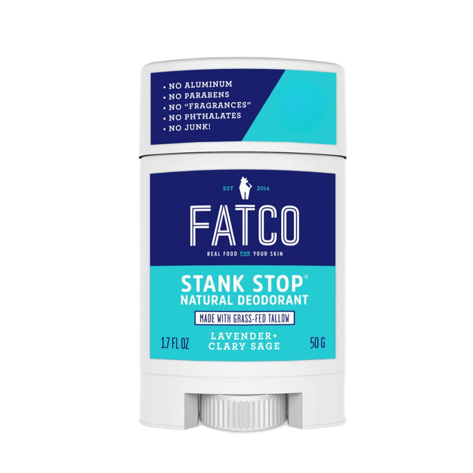 STANK STOP DEODORANT STICK, LAVENDER+SAGE, 1.7 OZ-FATCO1-FATCO Skincare Products grass fed tallow paleo skincare natural deodorant aluminum free