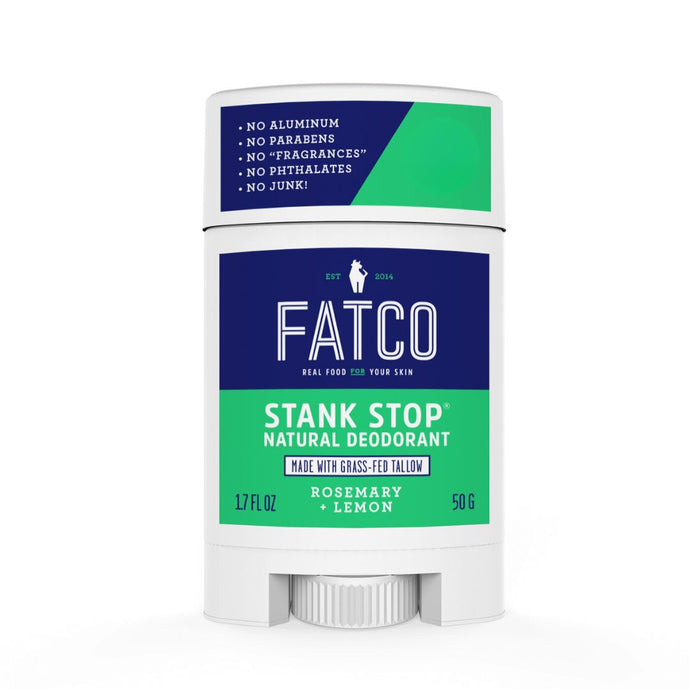 STANK STOP DEODORANT STICK, ROSEMARY+LEMON, 1.7 OZ-FATCO1-FATCO Skincare Products grass fed tallow paleo skincare natural deodorant aluminum free