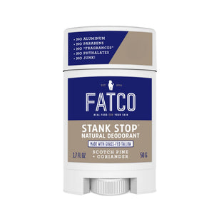 STANK STOP DEODORANT STICK, SCOTCH PINE+CORIANDER, 1.7 OZ-FATCO1-FATCO Skincare Products grass fed tallow paleo skincare natural deodorant aluminum free