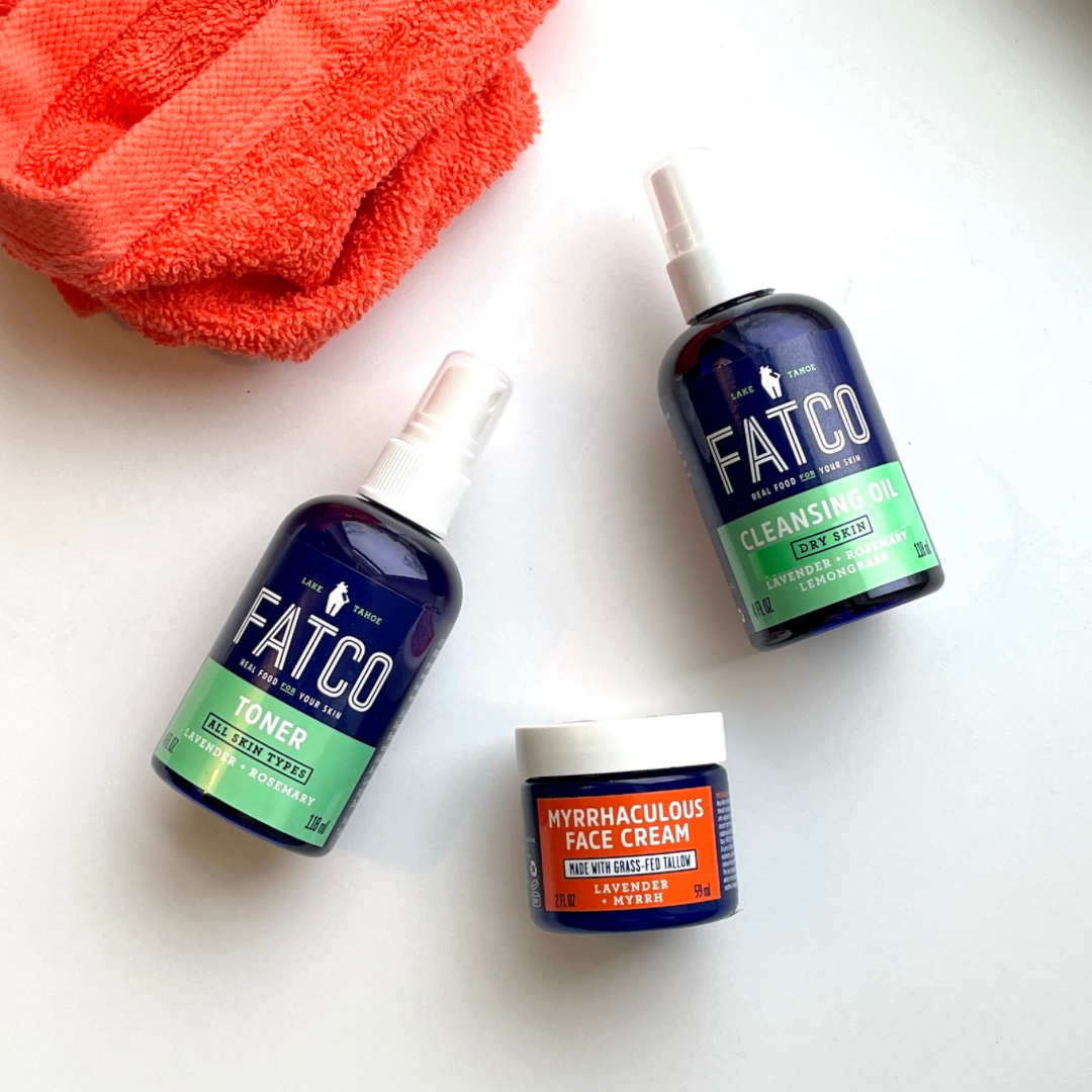 fatco facial skincare basics kit dry skin cleansing oil face cream toner